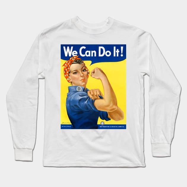 We Can Do It! Rosie the Riveter Vintage WPA Long Sleeve T-Shirt by vintagetreasure